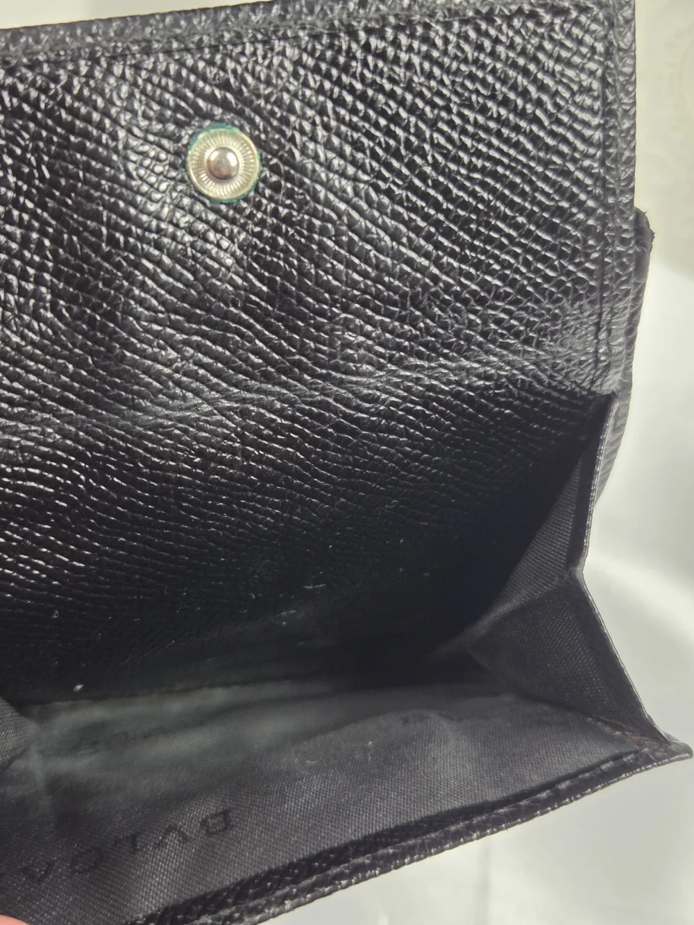 Bvlgari Black Grained Leather Bifold Wallet Men's Luxury Coin Pocket